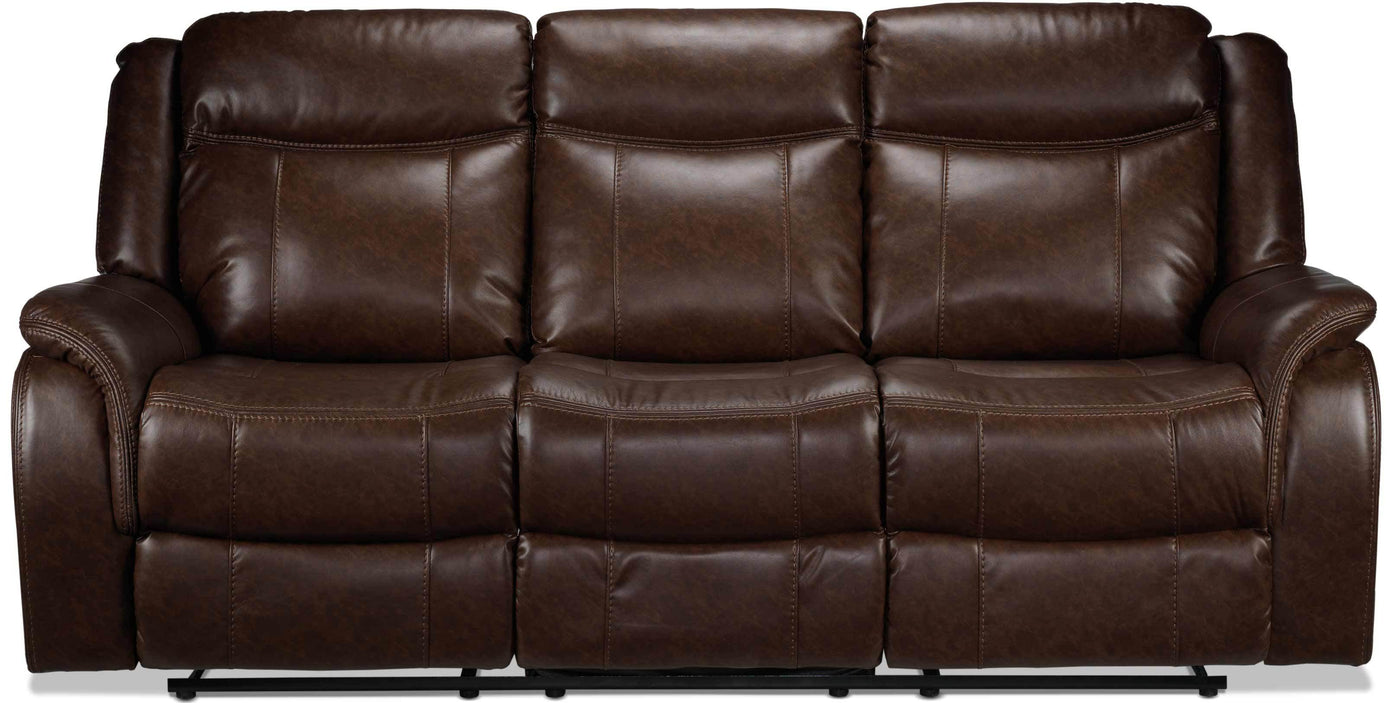 Scorpio Reclining Sofa and Glider Recliner - Whiskey Brown