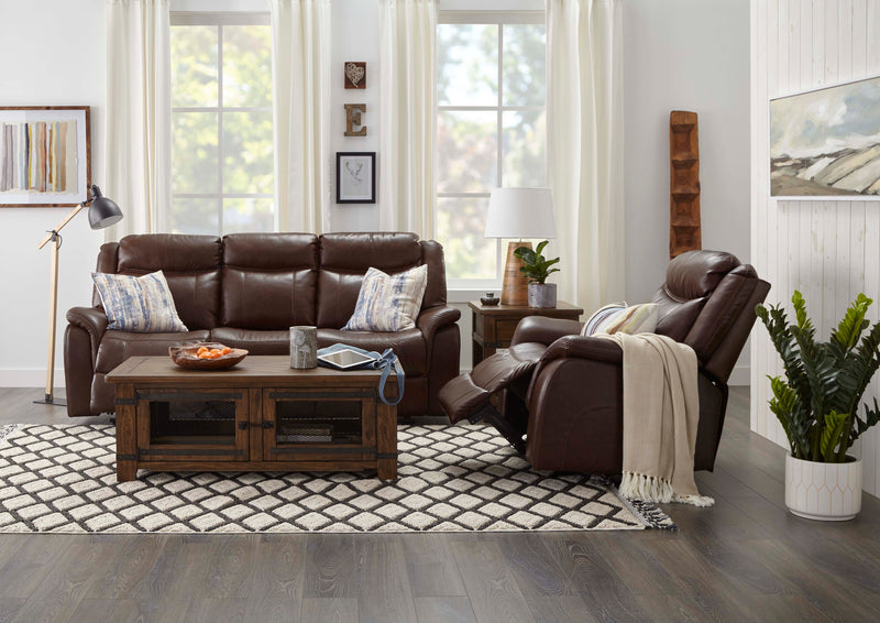 Scorpio Reclining Sofa with Drop Tray Whiskey Brown Leon's
