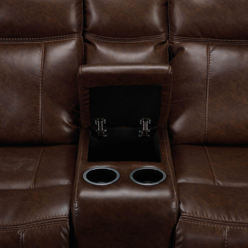 Scorpio Reclining Loveseat with Console Whiskey Brown Leon's