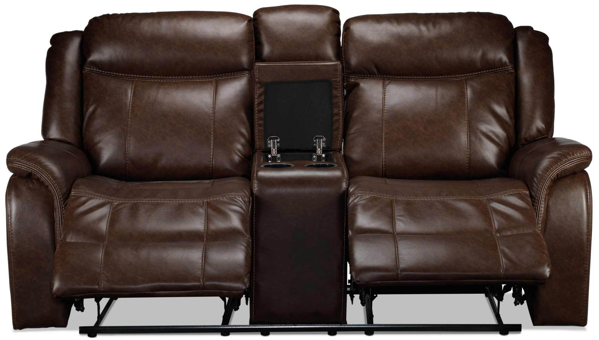 Scorpio Reclining Loveseat with Console Whiskey Brown Leon's