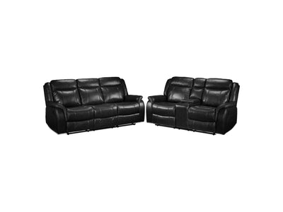 Scorpio Reclining Sofa and Reclining Loveseat Set - Black