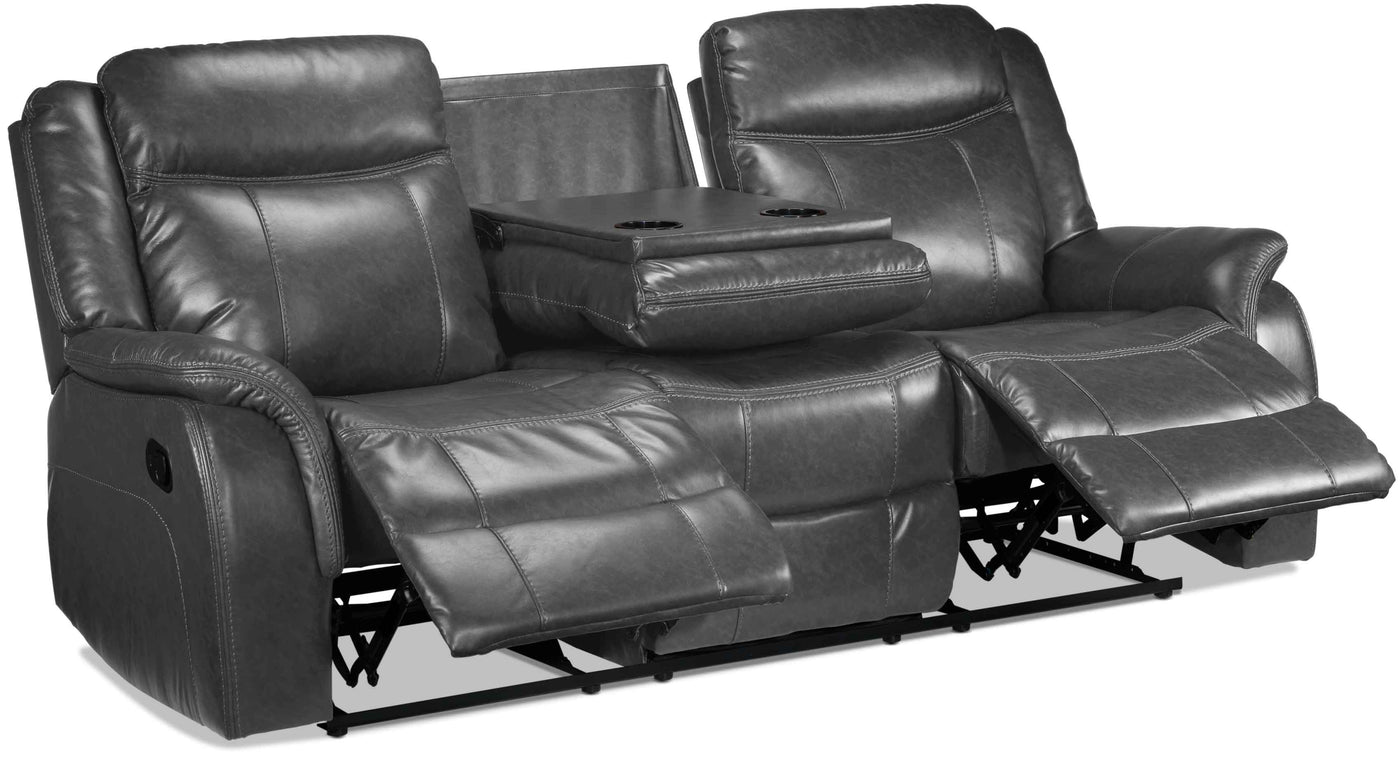 Scorpio Reclining Sofa, Reclining Loveseat and Glider Recliner Set - Grey