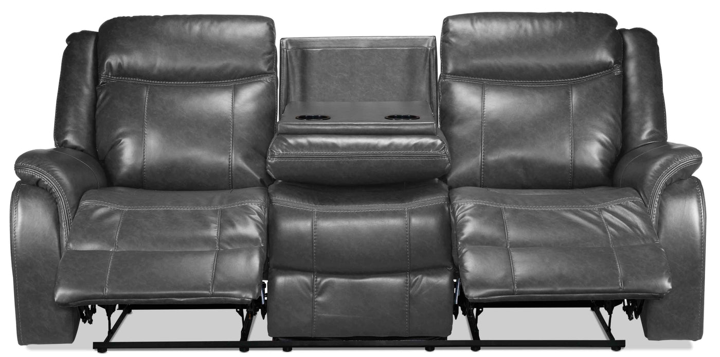 Scorpio Reclining Sofa with Drop Tray Grey Leon's