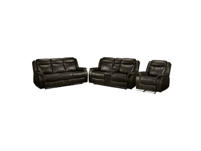 Scorpio Reclining Sofa, Reclining Loveseat and Glider Recliner Set - Brown