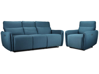 Larsen Power Reclining Sofa and Chair Set - Commodore Blue