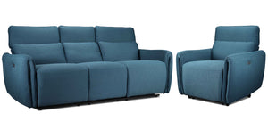Larsen Power Reclining Sofa and Chair Set - Commodore Blue