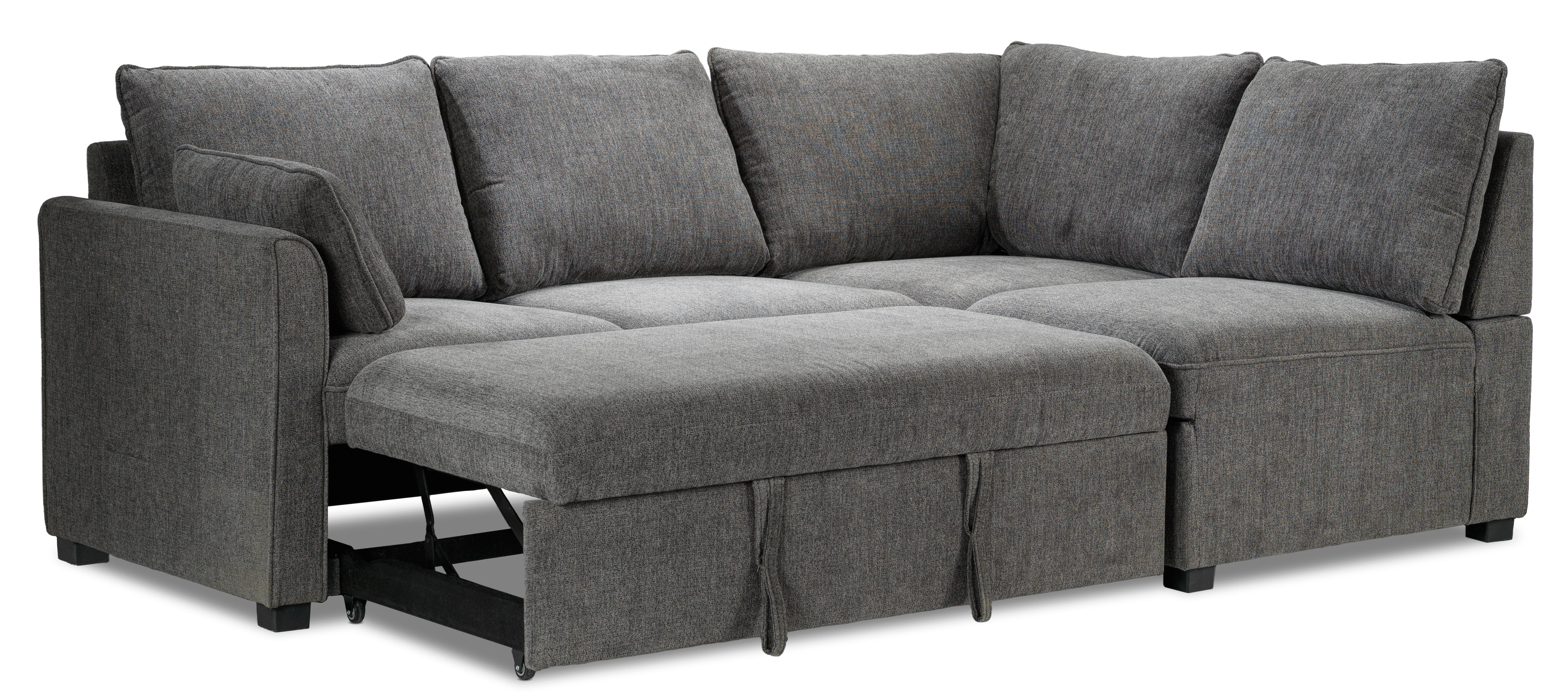 Portland 3-Piece Sectional with Left-Facing Pop-Up Bed - Grey