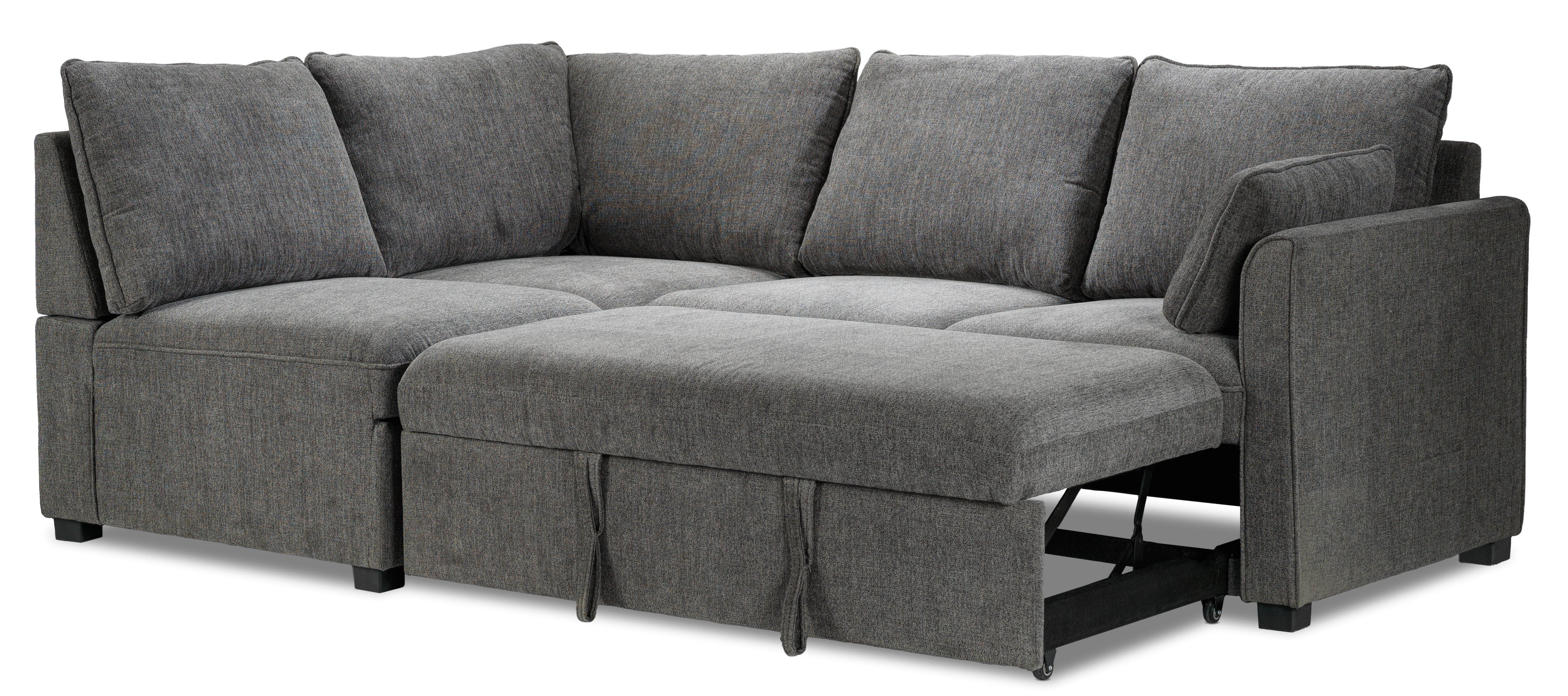 Portland 3-Piece Sectional with Right-Facing Pop-Up Bed - Grey