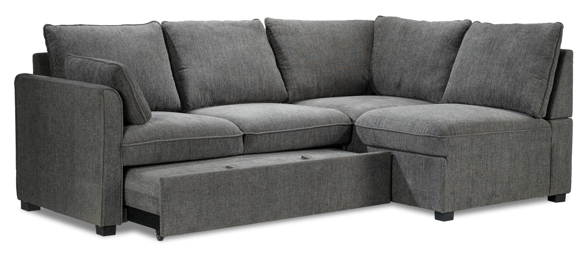 Portland 3Piece Sectional Left Facing Sofa Bed Grey Leon's