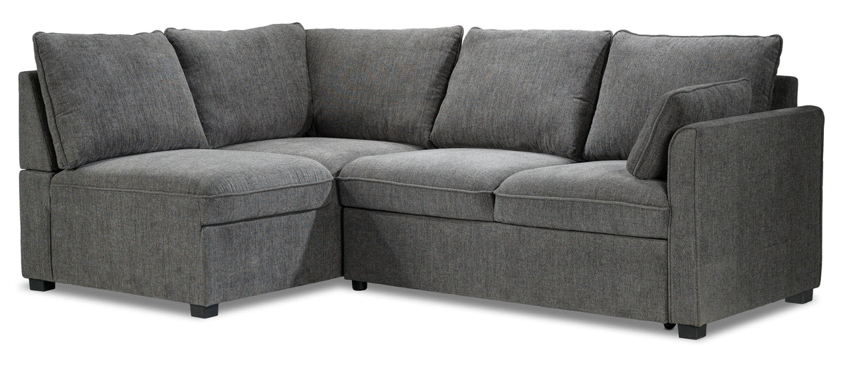 Portland 3Piece Sectional Right Facing Sofa Bed Grey Leon's