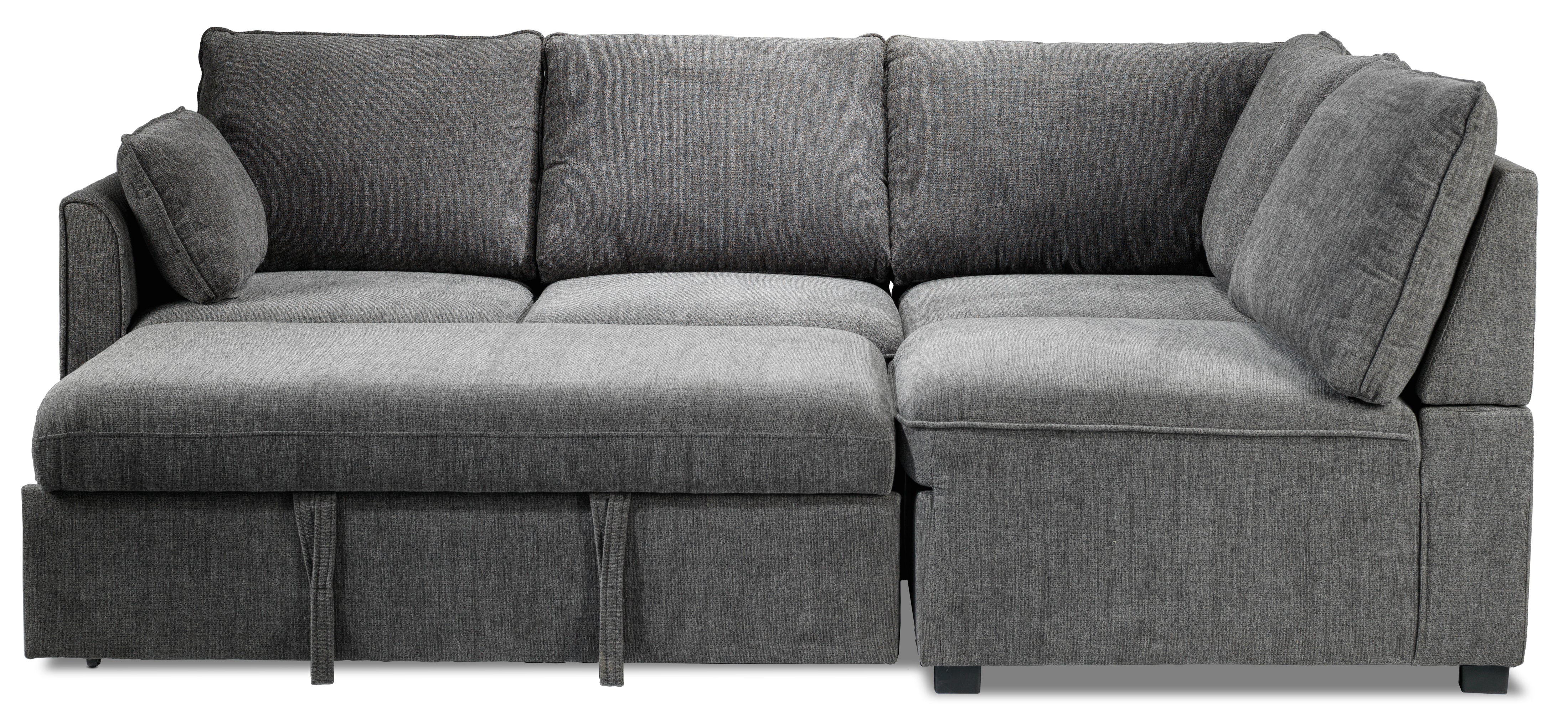 Portland 3-Piece Sectional with Left-Facing Pop-Up Bed - Grey