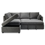 Portland 3-Piece Sectional with Right-Facing Pop-Up Bed - Grey