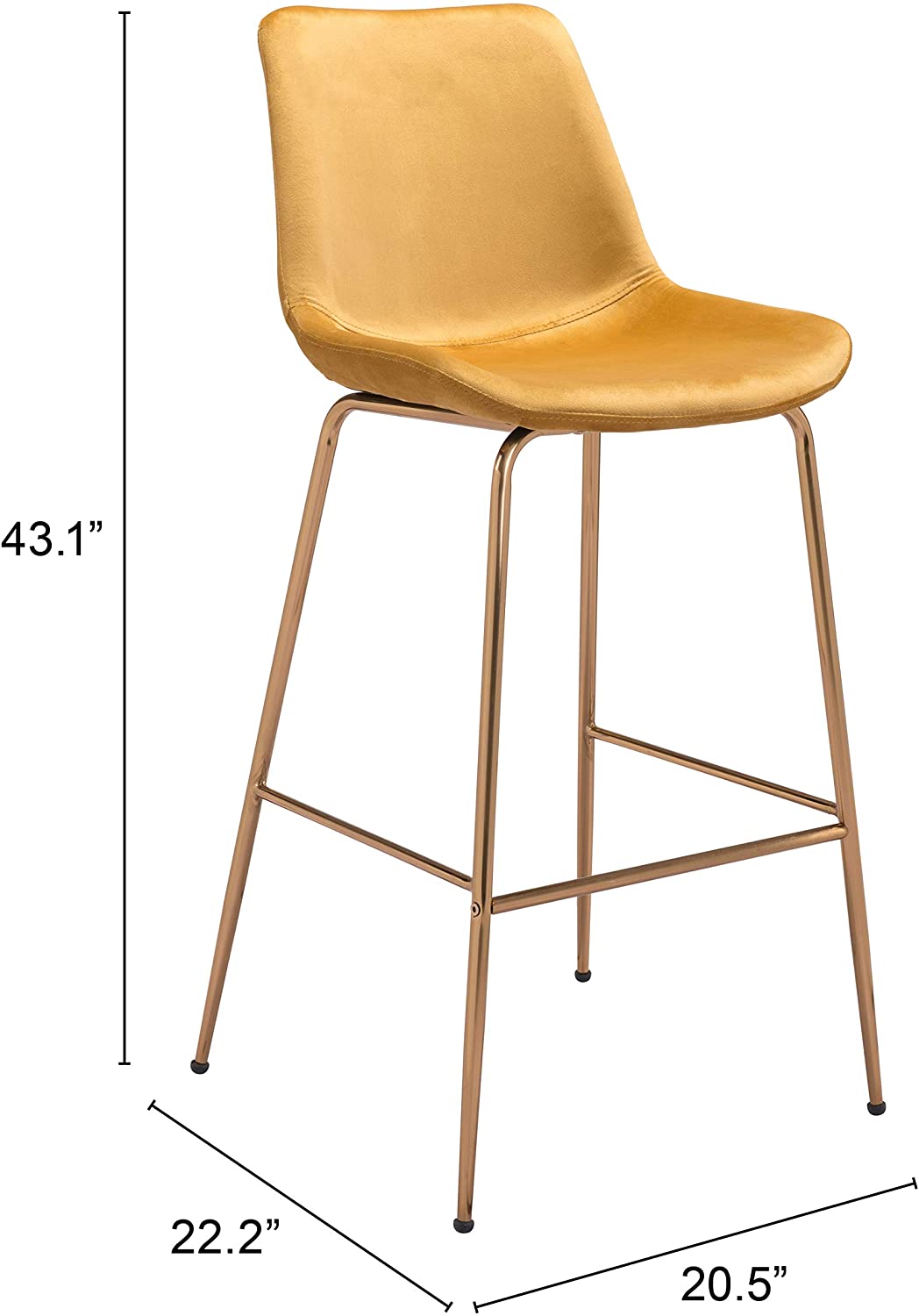 Billinton Bar Chair - Canary Yellow/Gold