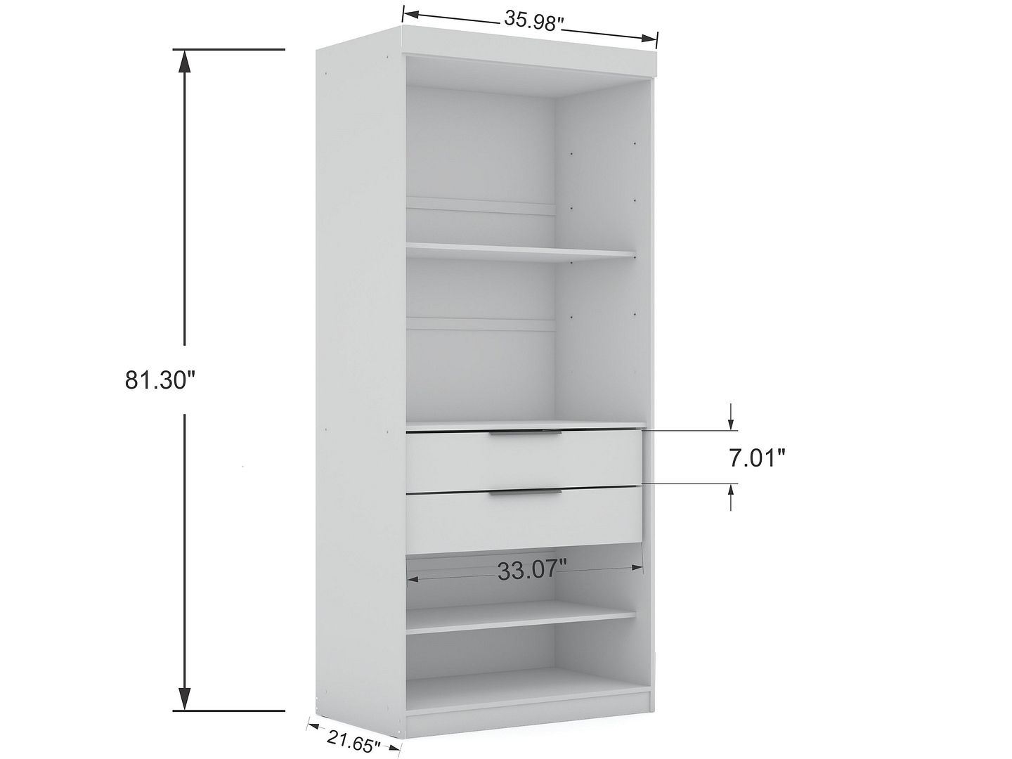Oulu 2-Piece Open Corner Wardrobe - White