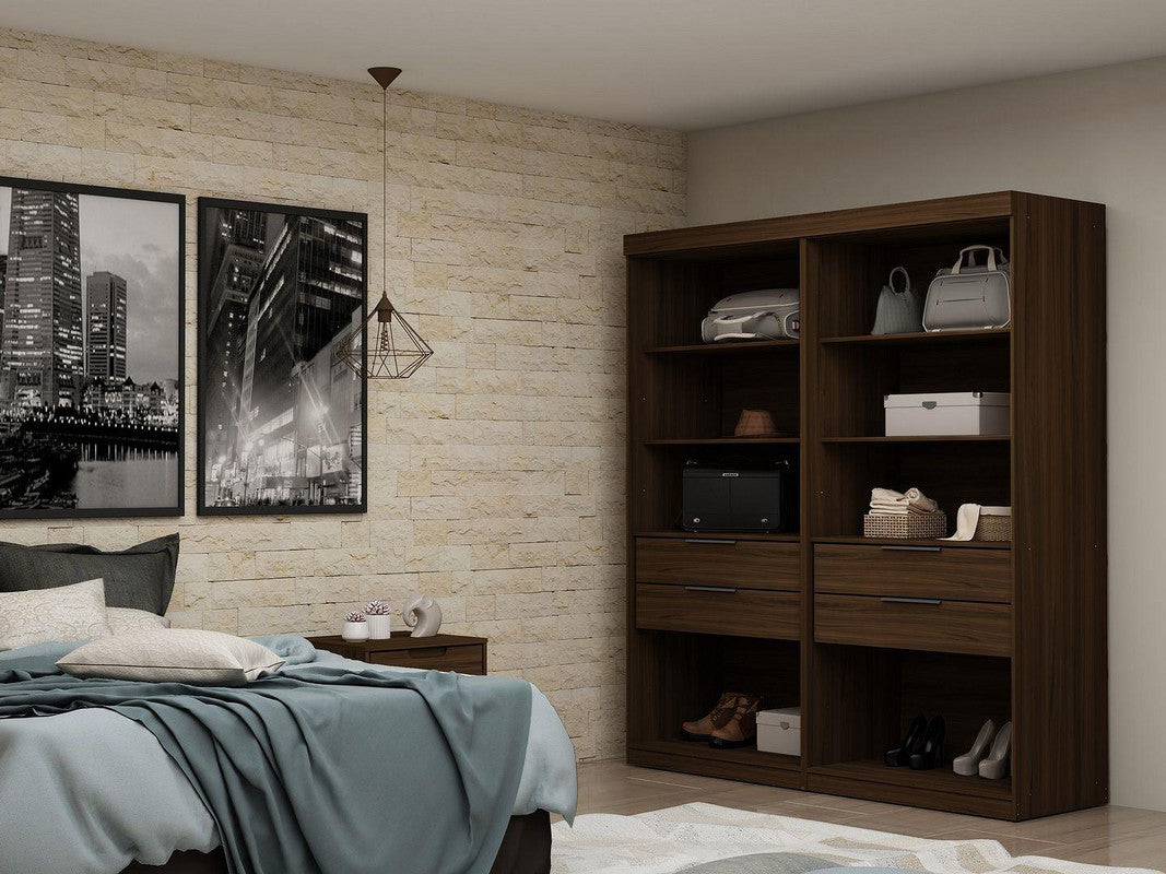 Oulu 2-Piece Open Sectional Wardrobe - Brown