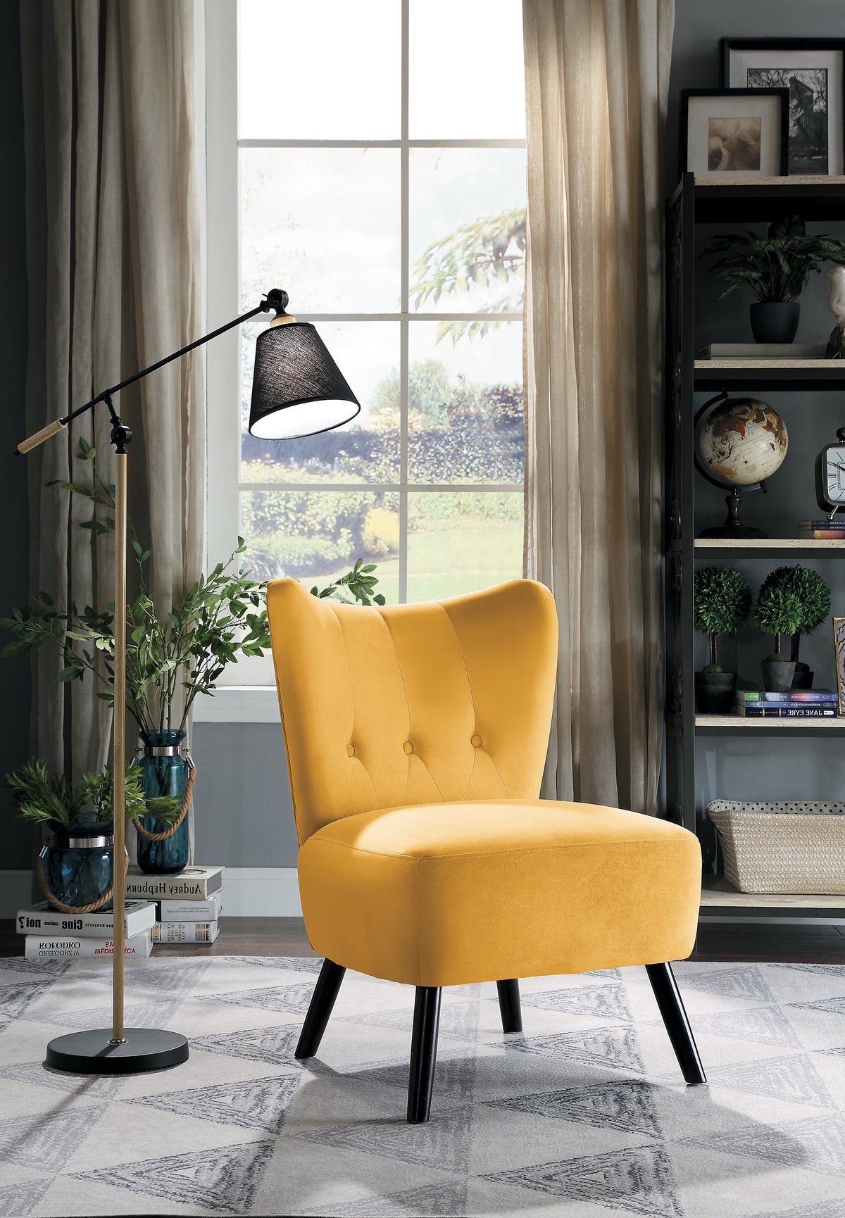 Mimi Accent Chair - Yellow Velvet