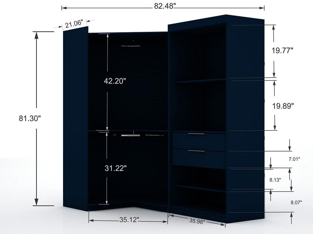 Oulu 2-Piece Modular Corner Wardrobe - Midnight Blue