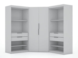 Oulu Semi-Open 3-Piece Modular Corner Wardrobe - White