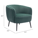 Zurri Modern Pleated Accent Chair - Bottle Green