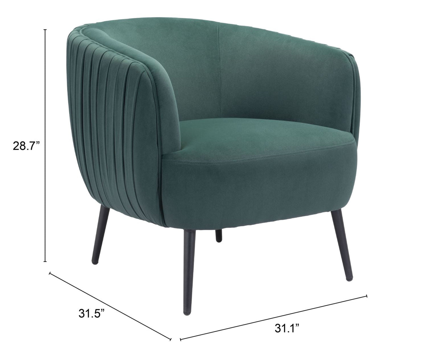 Zurri Modern Pleated Accent Chair - Bottle Green