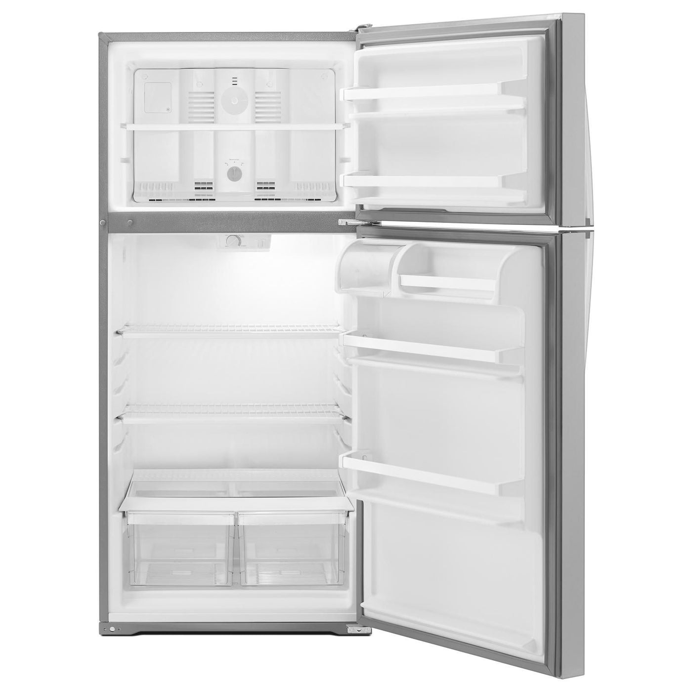 Whirlpool Monochromatic Stainless Steel Top-Freezer Refrigerator (14 Cu. Ft.) - WRT134TFDM