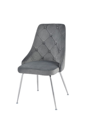 Plumeria Side Chair - Grey, Chrome