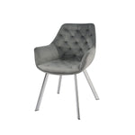 Ayami Dining Arm Chair - Grey, Chrome