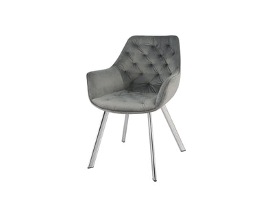 Ayami Dining Arm Chair - Grey, Chrome