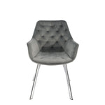 Ayami Dining Arm Chair - Grey, Chrome