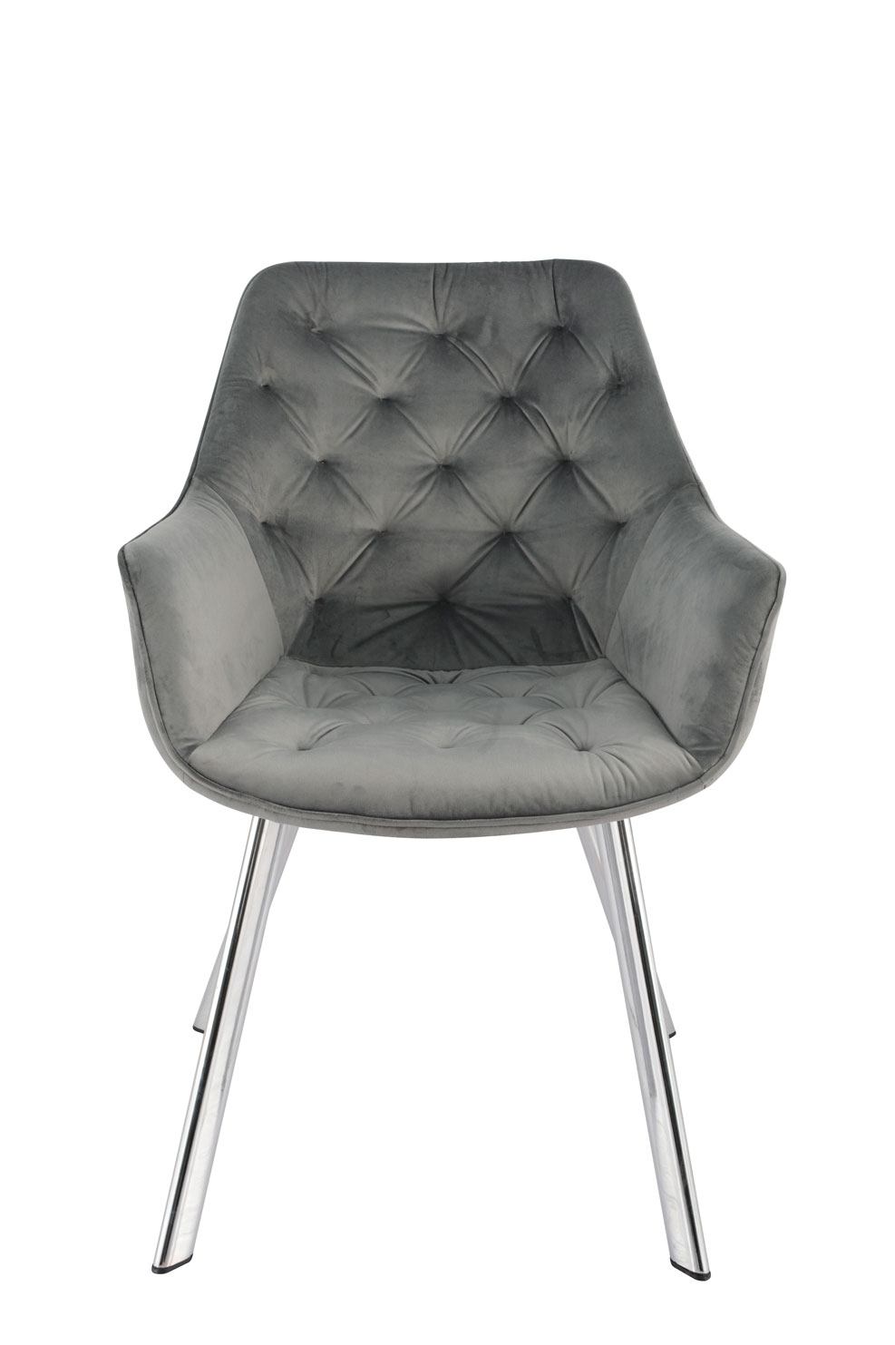 Ayami Dining Arm Chair - Grey, Chrome