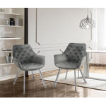 Ayami Dining Arm Chair - Grey, Chrome
