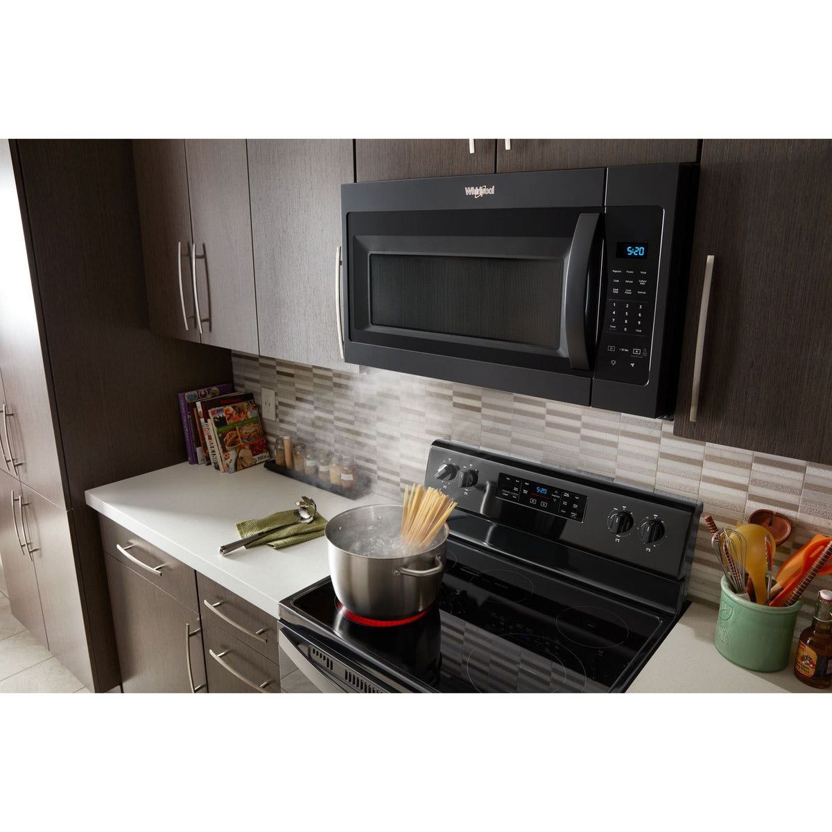 Whirlpool Black OvertheRange Microwave and Hood Combination (1.7 Cu