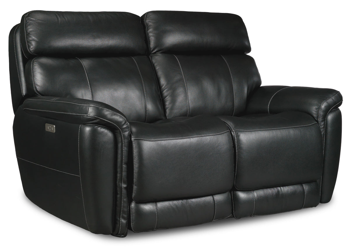 Stallion Leather Dual Power Reclining Loveseat Midnight Black Leon's