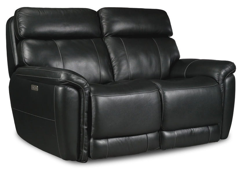 Stallion Leather Dual Power Reclining Loveseat Midnight Black Leon's