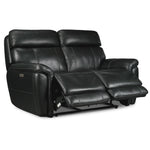 Stallion Leather Dual Power Reclining Sofa and Loveseat Set - Midnight Black