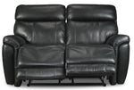 Stallion Leather Dual Power Reclining Loveseat - Midnight Black