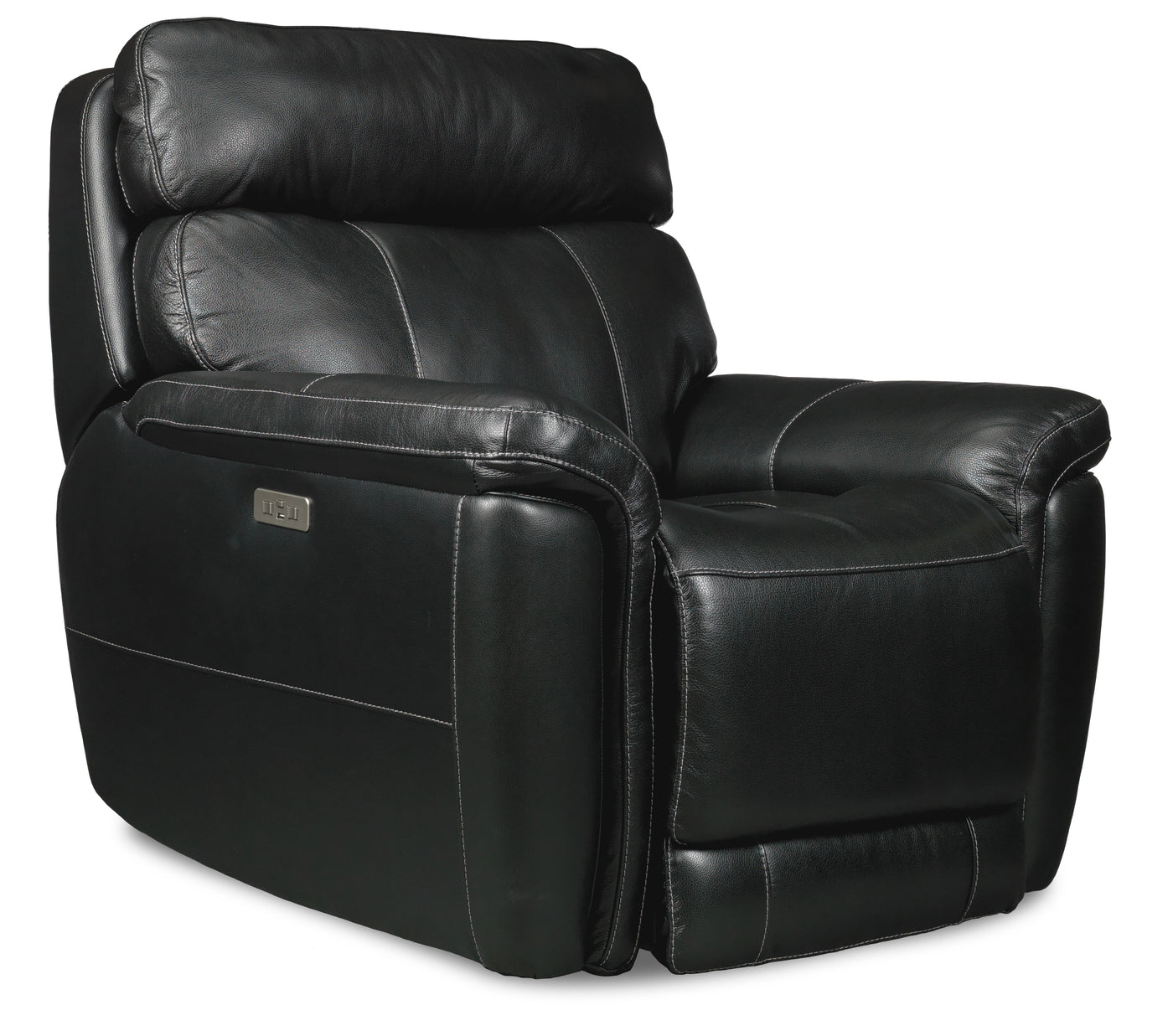 Stallion Leather Dual Power Recliner - Midnight Black