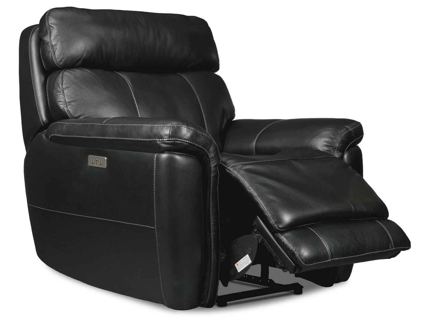 Stallion Leather Dual Power Recliner - Midnight Black