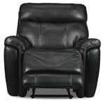 Stallion Leather Dual Power Recliner - Midnight Black