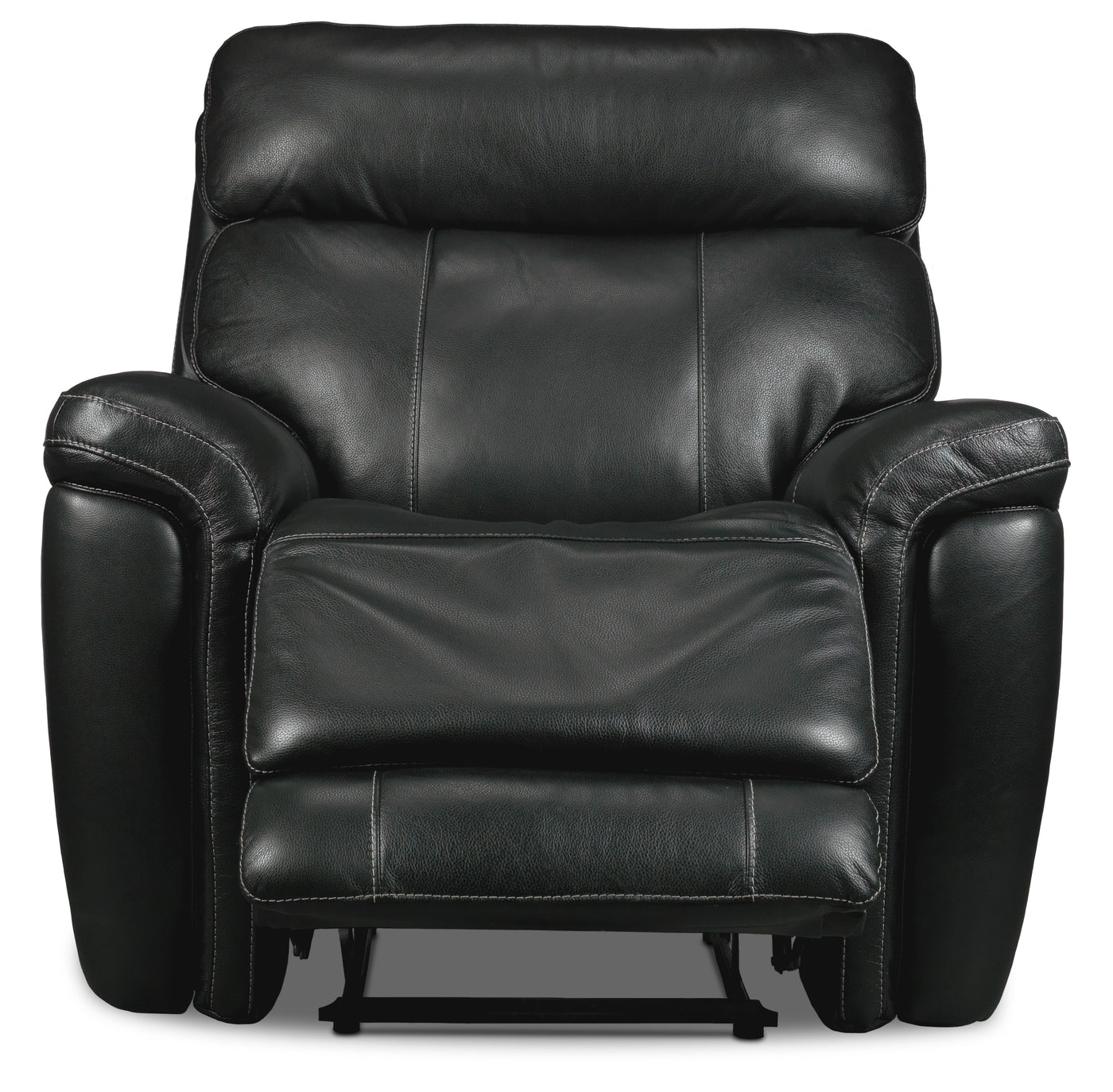 Stallion Leather Dual Power Recliner - Midnight Black