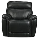 Stallion Leather Dual Power Recliner - Midnight Black