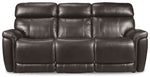 Stallion Leather Dual Power Reclining Sofa - Dark Grey