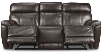 Stallion Leather Dual Power Reclining Sofa Dark Grey Leon #39 s