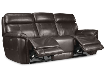 Stallion Leather Dual Power Reclining Sofa - Dark Grey