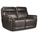 Stallion Leather Dual Power Reclining Loveseat - Dark Grey