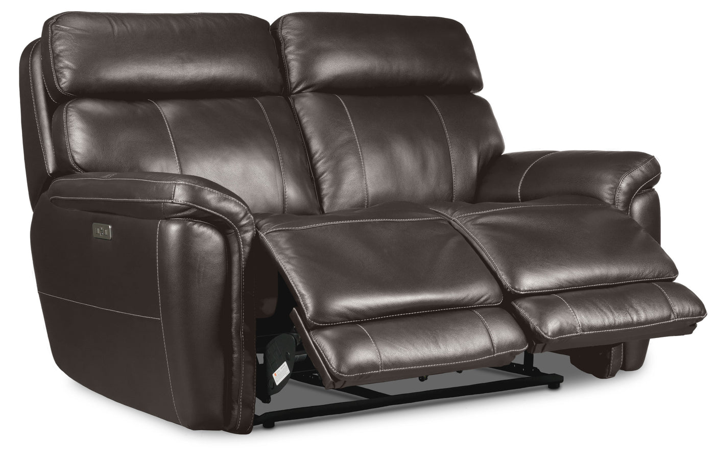 Stallion Leather Dual Power Reclining Sofa, Loveseat and Chair Set - Dark Grey