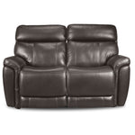 Stallion Leather Dual Power Reclining Loveseat - Dark Grey