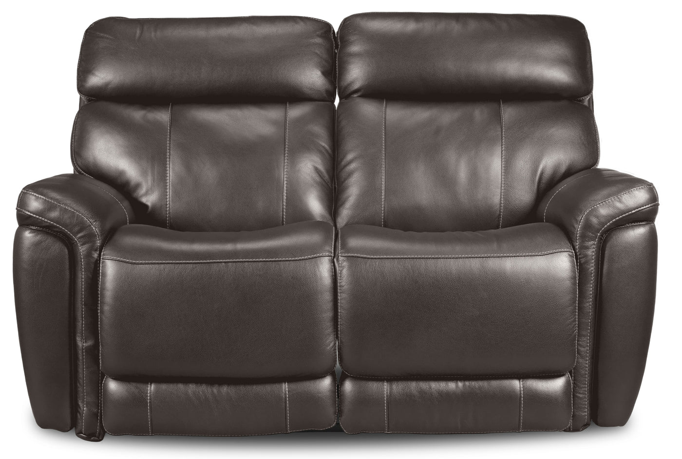 Stallion Leather Dual Power Reclining Loveseat - Dark Grey