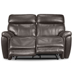 Stallion Leather Dual Power Reclining Loveseat - Dark Grey
