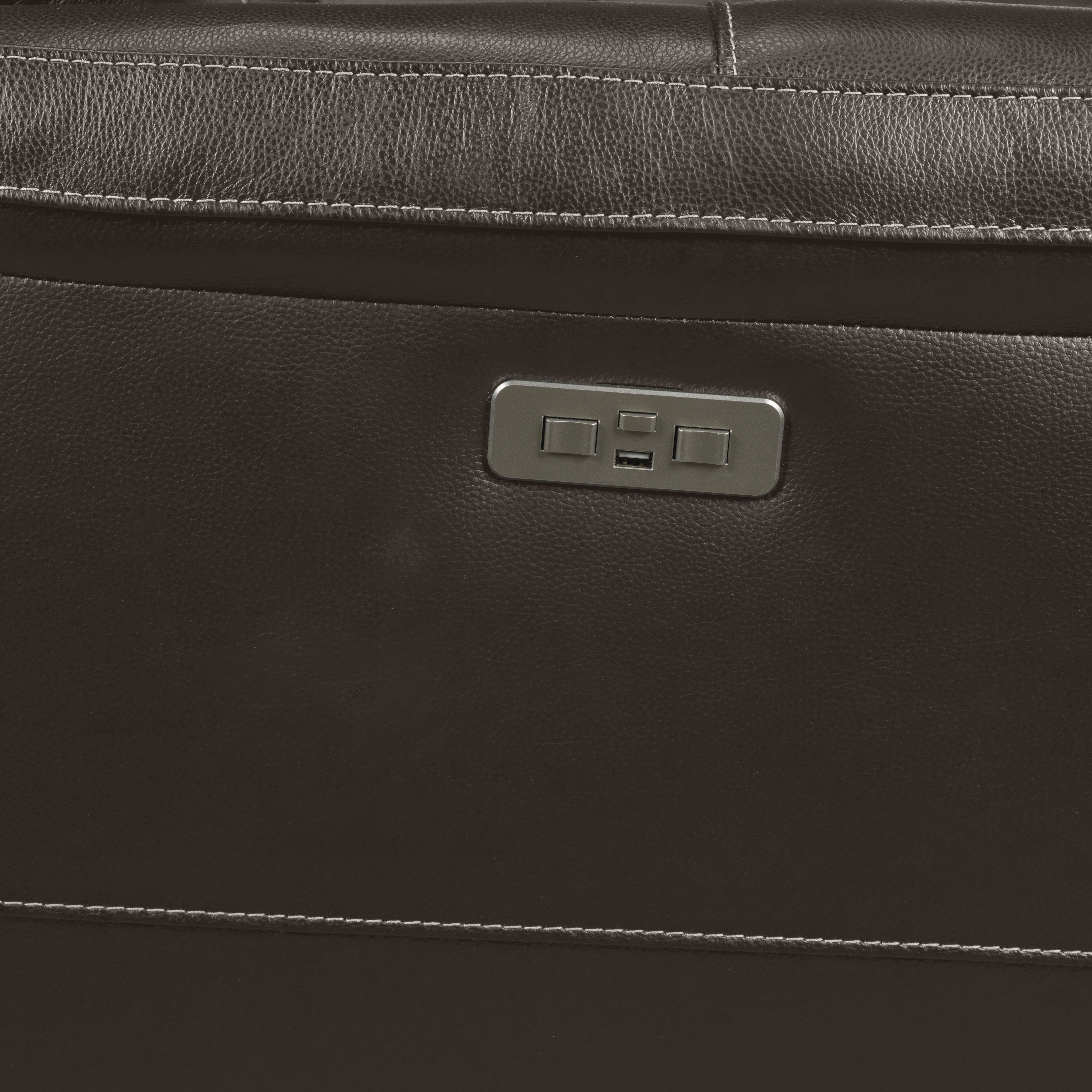 Stallion Leather Dual Power Reclining Sofa - Dark Grey